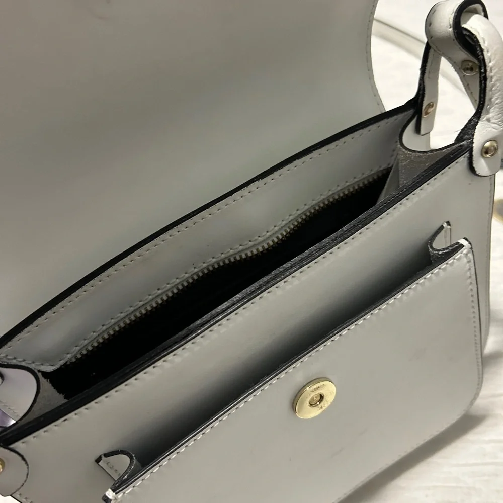 Genuine leather Italian white crossbody - Picture 3 of 5